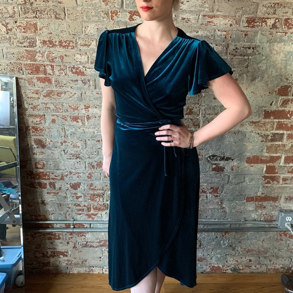 Bhldn Thrive Velvet Wrap Dress 